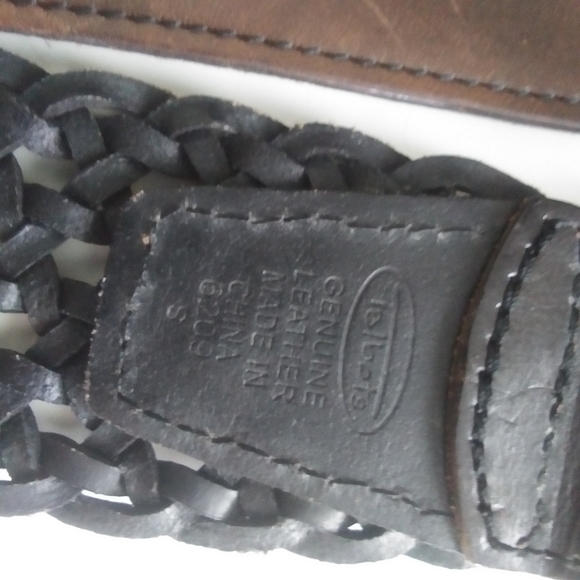 Talbots Wide Woven Leather Belt, Two-Tone Black and Brown - Picture 5 of 12